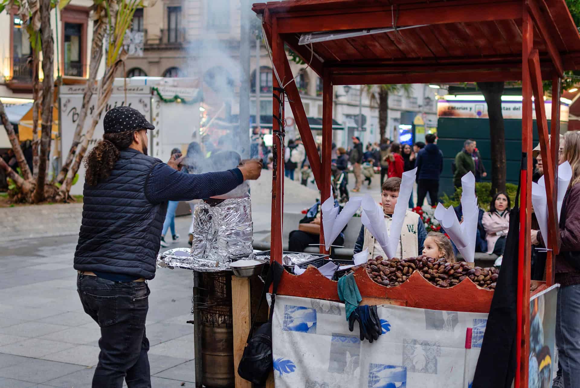 marrons chauds aux marchés de noël de séville